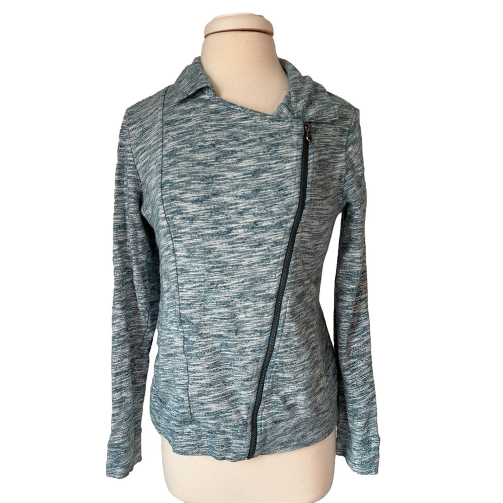 Lucy Women's Med Athletic‎ Asymmetrical Zip Teal Spacedye Active Outdoors Jacket
